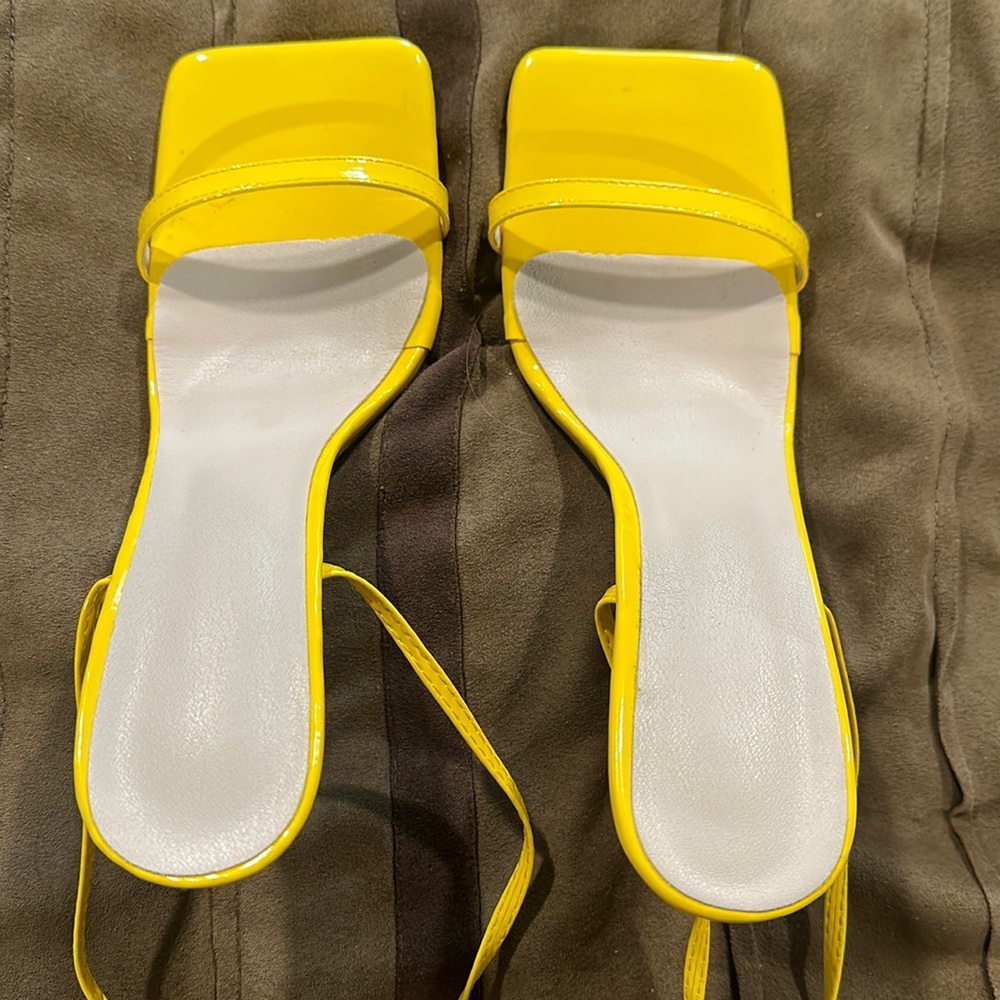 Yellow Shein Strap up heels